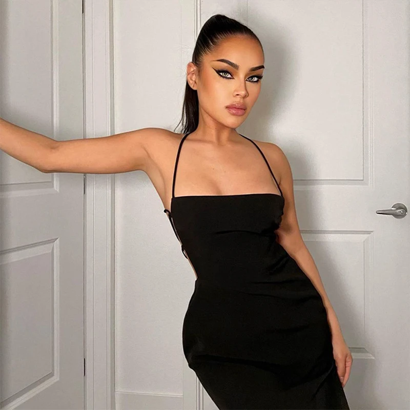 DISEYAR Long Dress Bodycon Women Sexy Spaghetti Strap Black Summer Casual Streetwear Backless Maxi Outfits 2021 DISEYAR Long Dress Bodycon Women Sexy Spaghetti Strap Black Summer Casual Streetwear Backless Maxi Outfits 2021