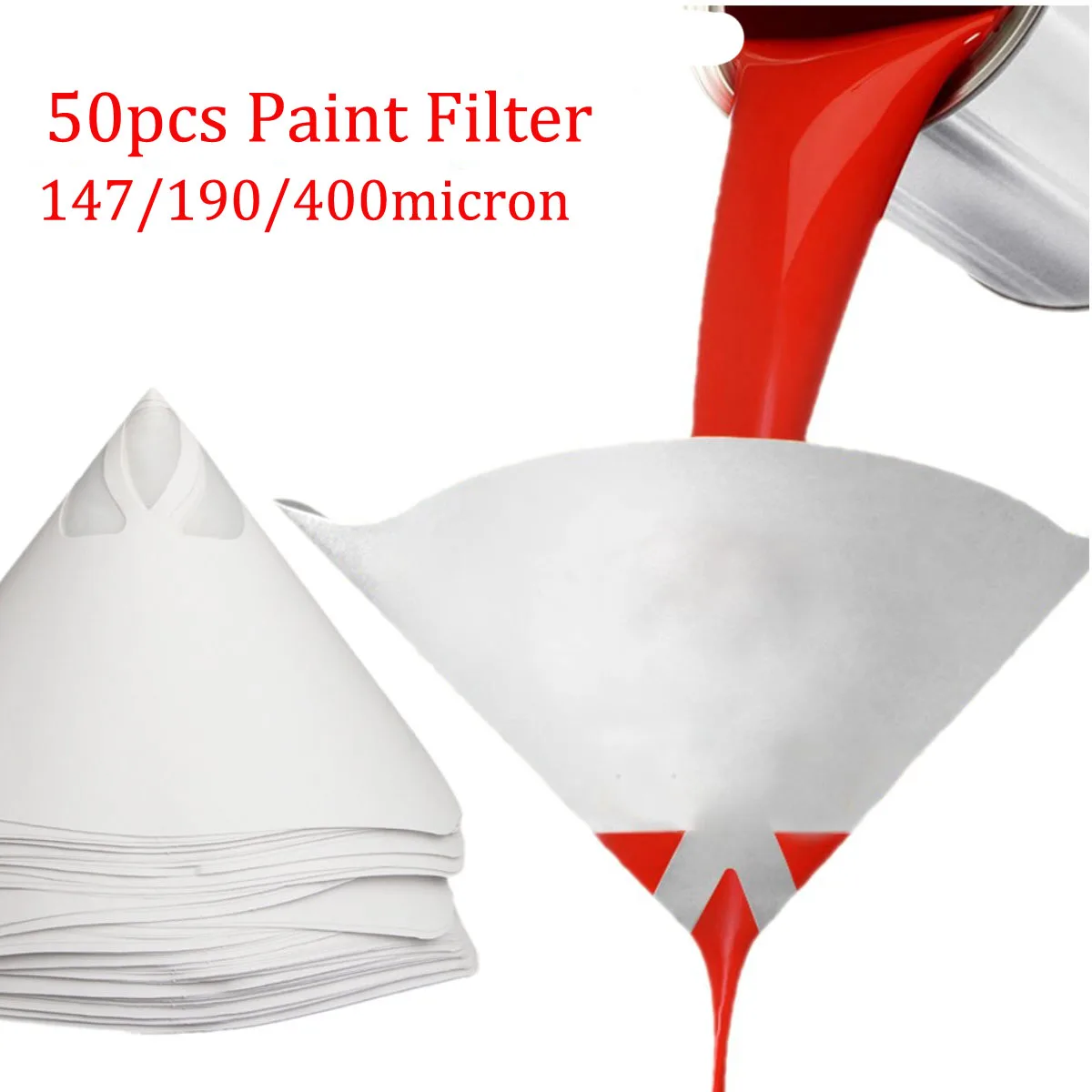 

50Pcs Paper Paint Strainers Paper Paint Conical Mesh Filter Cone Strainer Paint Funnel Industrial Coating Filtration Conical