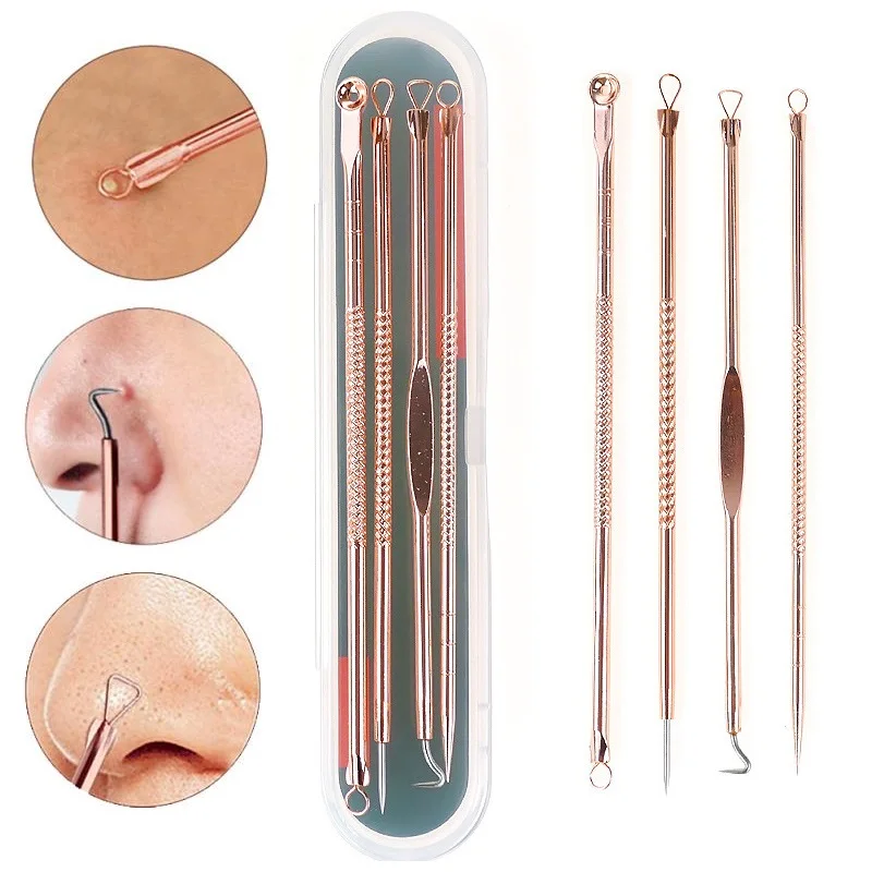 Blackhead Extractor 4pcs Black Dots Cleanser Acne Blemish Remover Needles Set Vacuum Extrusion Nose Tool #VM-1 |