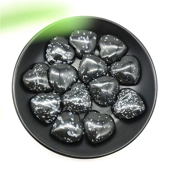 

1PC Natural Snowflake Obsidian Alabaster Heart Love Shaped Quartz Crystal Gemstone Reiki Stone DIY Natural Stones and Minerals