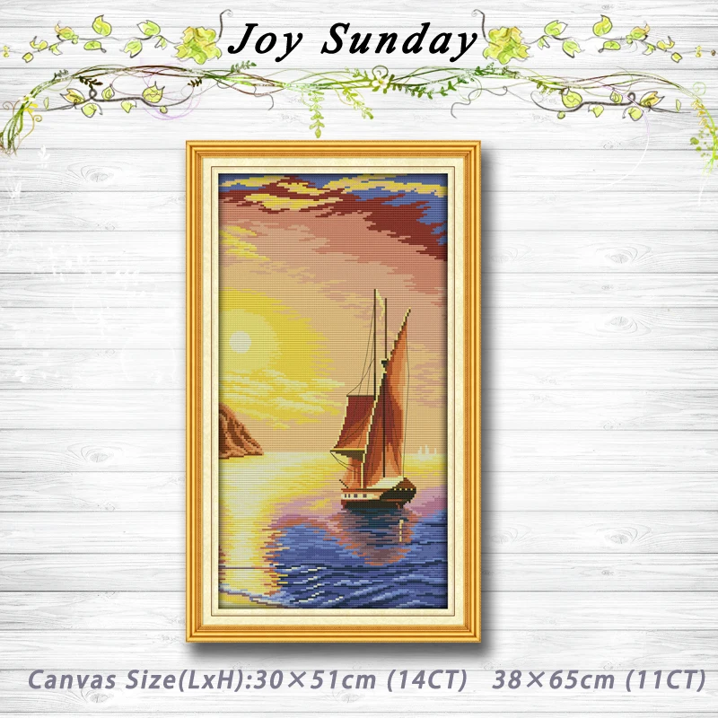 

The sailboat in sunset decor painting 14CT 11CT counted cross stitch kits embroidery set Needlework Set chinese cross stitch