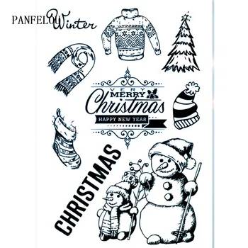 

PANFELOU 11*16 Merry Christmas Transparent Silicone Rubber Clear Stamps Scrapbooking/DIY Christmas happy new year wedding cards