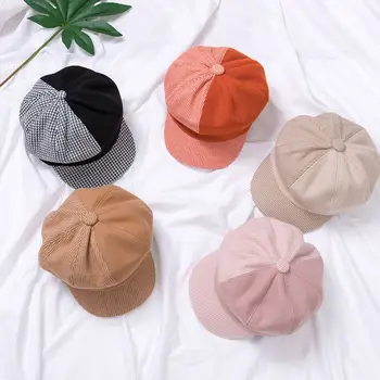 

KLV Baby Hat Octagonal Retro Newsboy Cap for Girls Boys Autumn Winter Children Hat For 3-8 Year