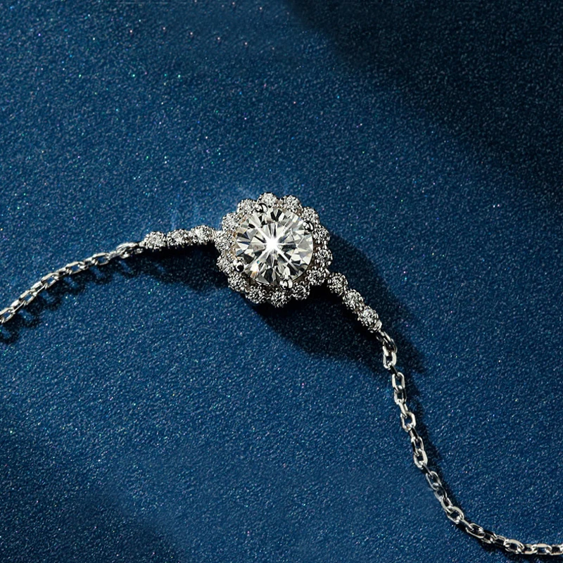 

Real 1 Carat D Color Moissanite Babysbreath Bracelet For Women Girls Birthday Present Sparkling Wedding Party Fine Jewelry