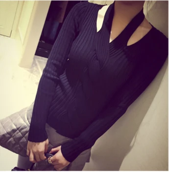 

4xl good quality plus big size latest women spring autumn winter 2020 sexy twist pure color elastic thin sweater female A5479