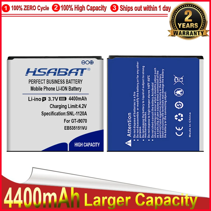 HSABAT EB535151VU 4400 мАч бизнес аккумулятор большой емкости для Samsung Galaxy S Advance GT I9070 i9070 W789