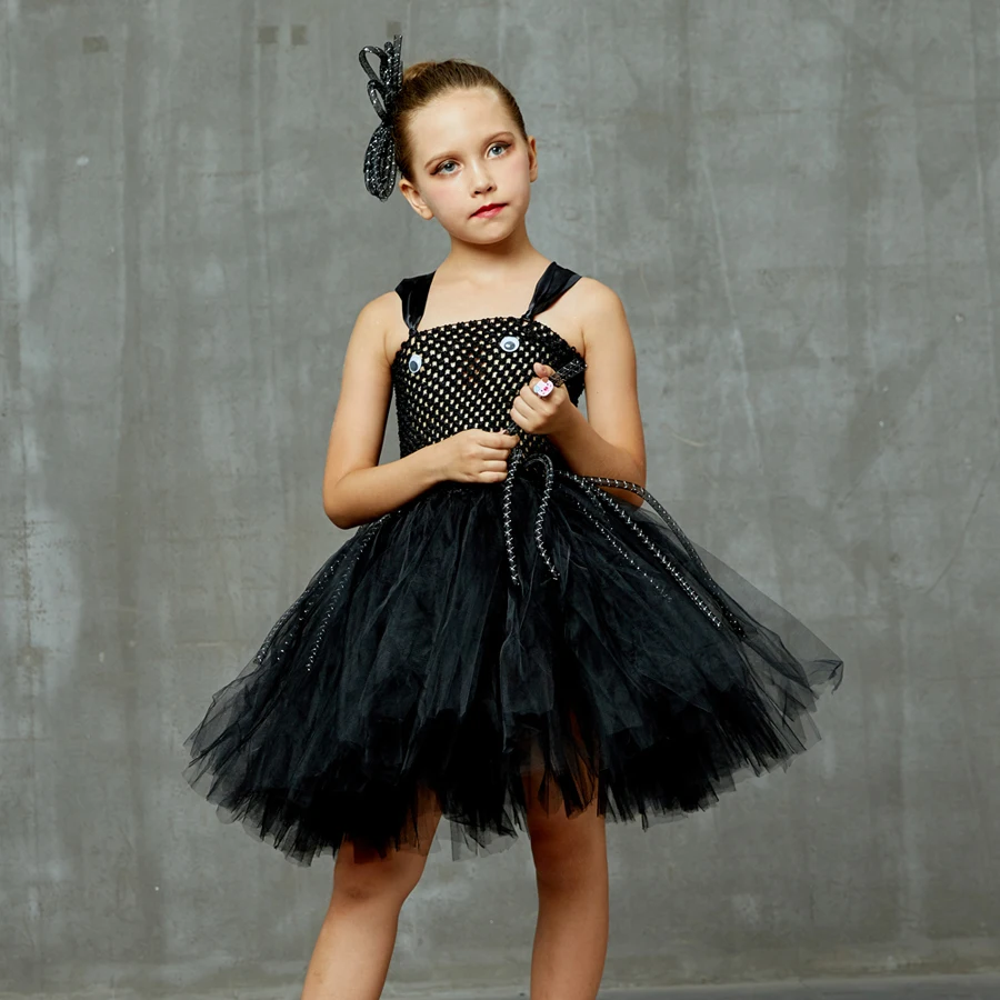 3D Ghost Spider Tutu Costume Girls Halloween Carnival Party Tutu Dress with Spider Hair Clip Cute Insect Animal Kids Fancy Dress (1)