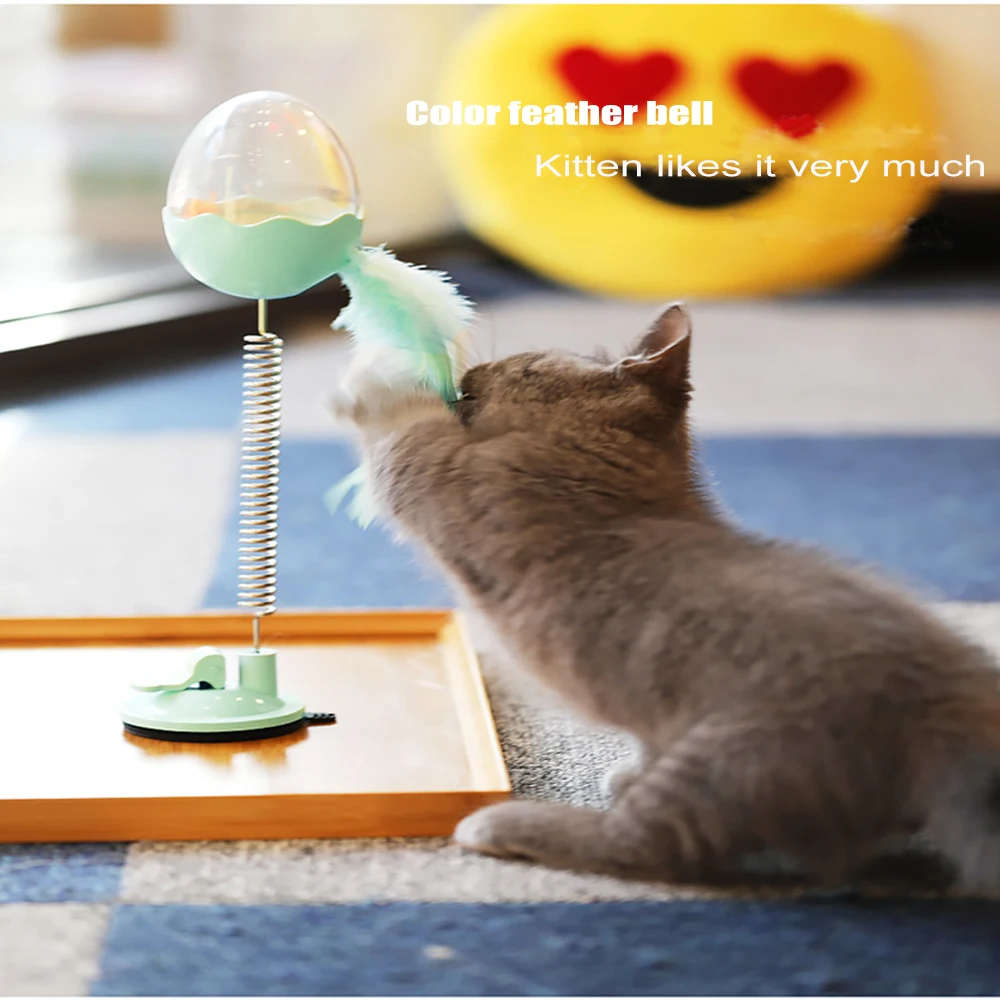 Funny Interactive Cat Toys With LED Light And Feathers Spring Tumbler Leakage Food Kitten Pets Dispenser For IQ Trainning2