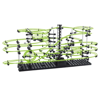 

499pcs/299pcs Level 4/Level 3 Marble Roller Coaster Kit Space Rail With 4/3 Steel Balls Glow In The Dark Educational Toy For Kid