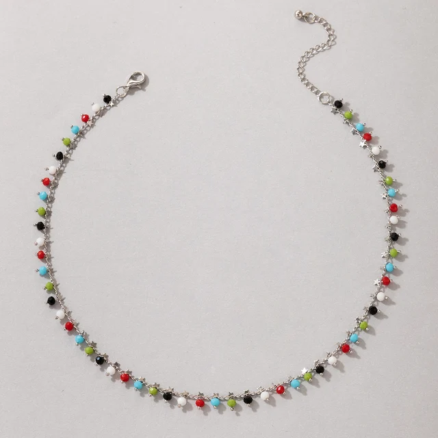 Tocona Bohemian Colorful Beaded Necklace for Women Charms Tassel Clavicle Chain Chockers Handmade Party Jewelry collares B31203 15667-silver