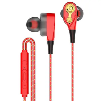 

3.5mm Earphones With Microphone Dual Drive Stereo Wired Earphone In-ear Sport Portable Headset In-Ear Single Speaker