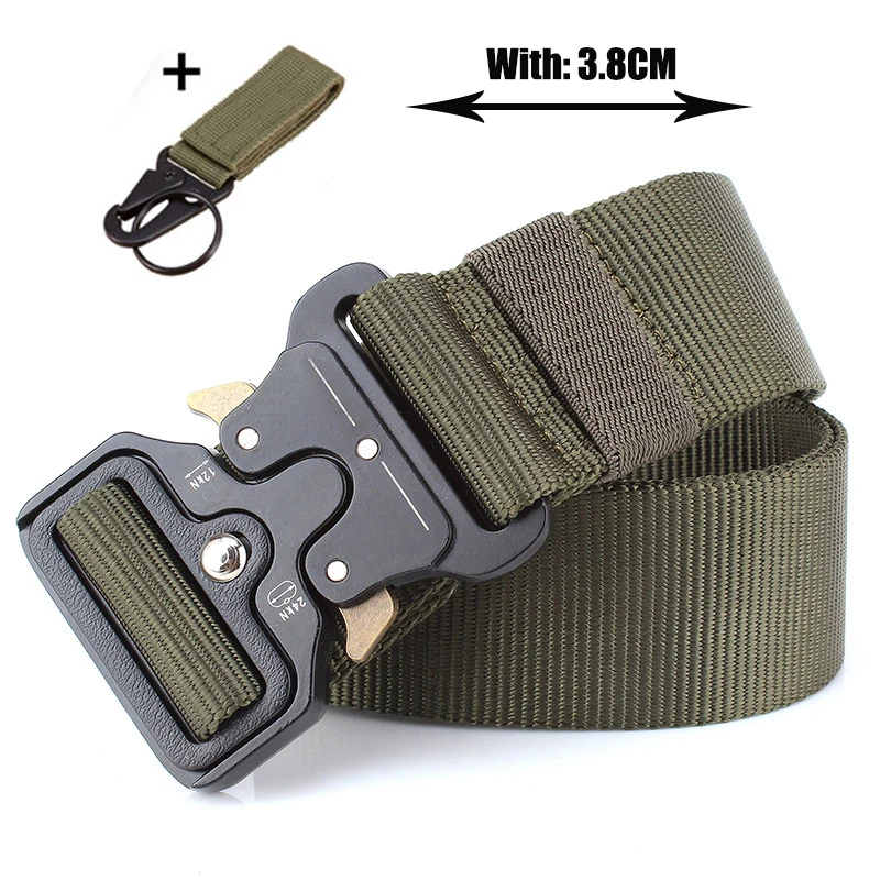 3.8CM belt 1 hook Molle тактический ремень нейлоновый ремень в стиле милитари для мужчин для тренировок на открытом воздухе поясной ремень высокого качества армейский Стиль ремень с металлической пряжкой Cinturon - Цвет: 3.8CM belt 1 hook