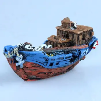 

4pcs/set Aquarium Wreck Sunk Ship Boat Decoration Landscape Fish Tank Ornament 896A