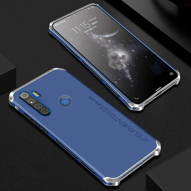 Ударопрочный металлический корпус для Xiaomi Redmi Note 8 Pro, чехлы Note8, жесткий алюминиевый Гибридный чехол для ПК для Redmi Note 8, задняя крышка - Цвет: Silver Blue