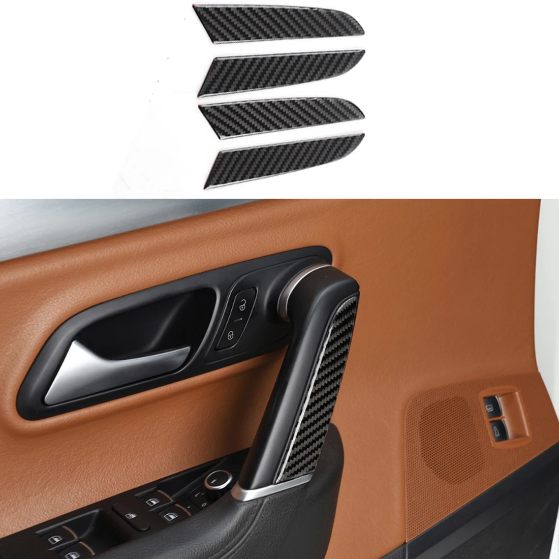 

Carbon fiber door inside handle stickers Armrest Decorator Cover Trim Fit For Volkswagen CC 2009-2017 car stickers