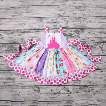 

Princess twirl panel dress for baby girl with waistband and lace