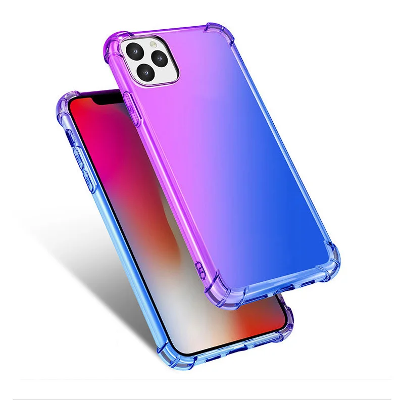 20 шт градиентный силиконовый чехол для айфон афон айфона iphone 11/iphone 11 pro/iphone 11 Pro max Чехлы s Мягкий ТПУ противоударный чехол case cover - Цвет: purple blue