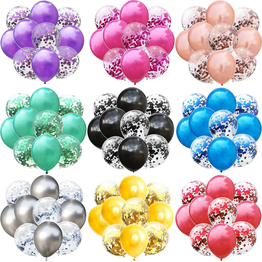 10pcs 12inch Multicolor Confetti Balloon Wedding Birthday Table Decoration Baby Shower Boy Girl Christening Bachelorette Party