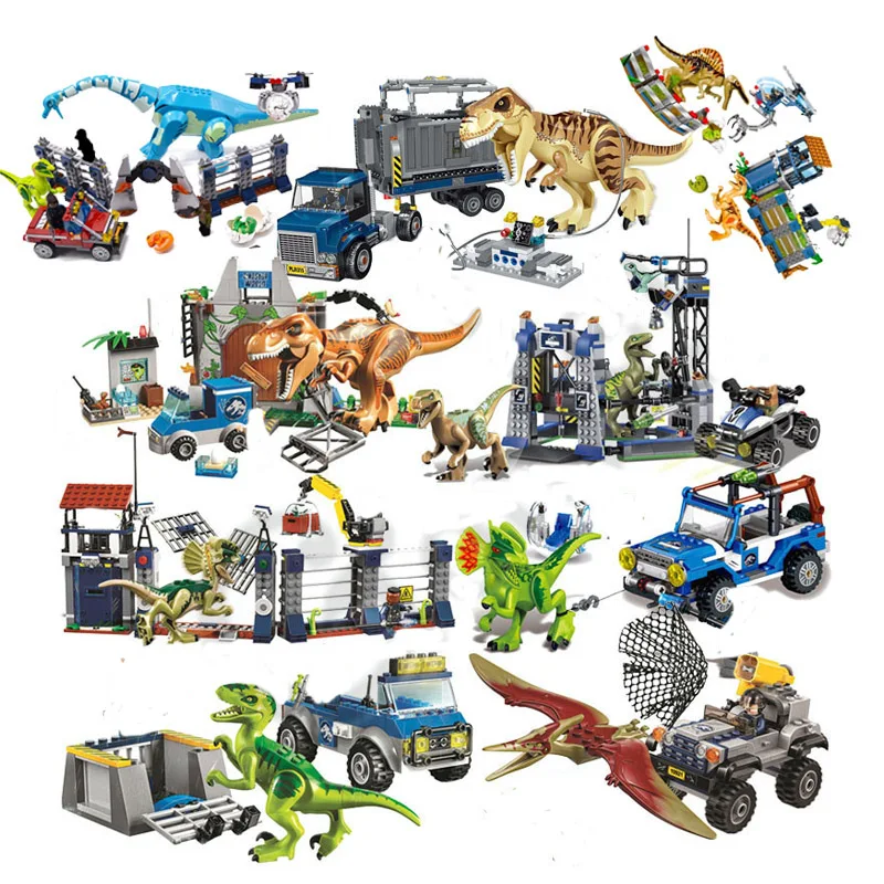 

New Jurassic World Dinosaur Set with Legoinglys 75930 75932 75928 75929 Model Building Blocks Bricks Toy Gift for Children