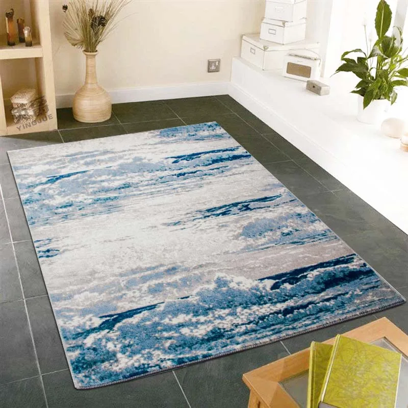 

Nordic carpet living room modern abstract blue tea table carpet bedroom bed end home thickened encryption