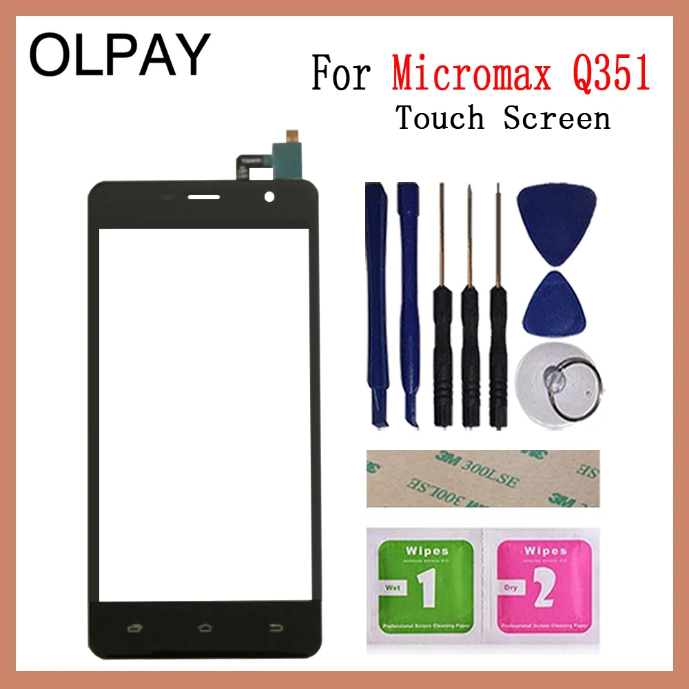 OLPAY 5,0 ''сенсорный экран для Micromax Q351 сенсорный экран дигитайзер Панель переднее стекло объектив сенсор инструменты клей+ салфетки - Цвет: Black With Tools