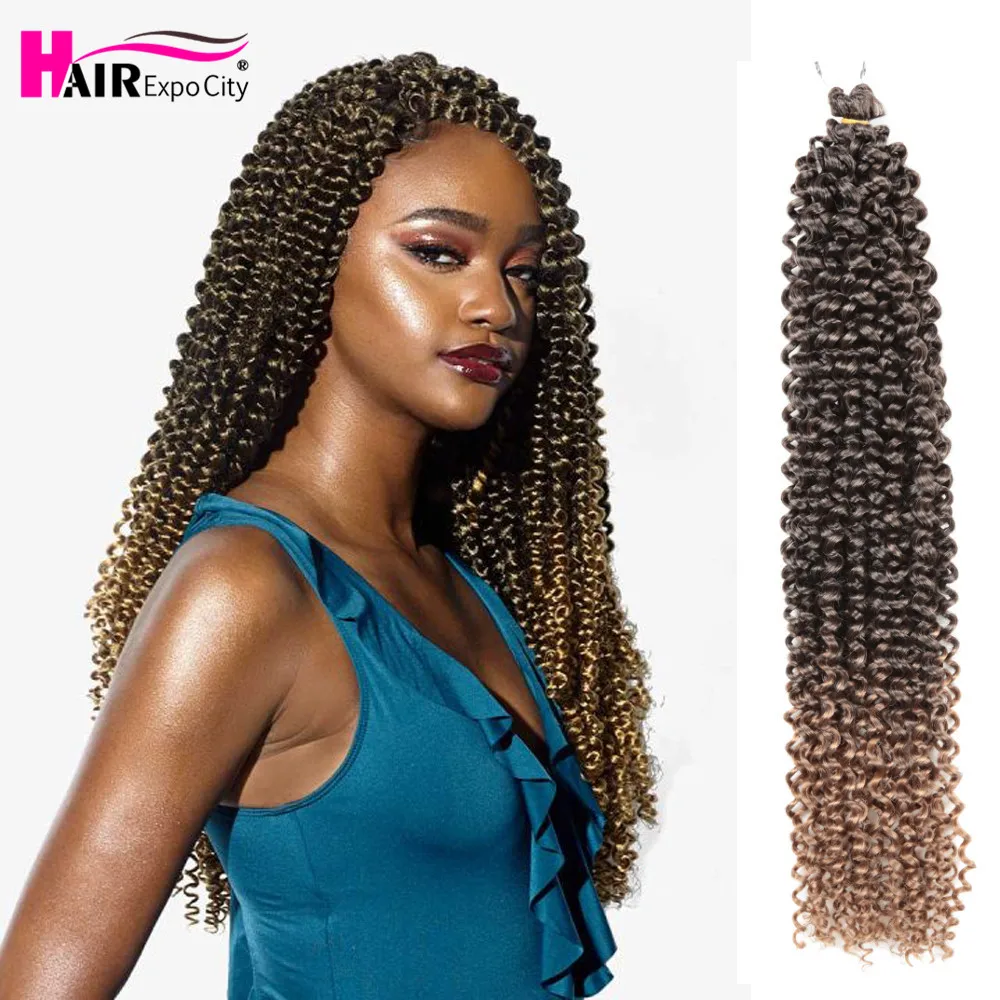18-22inch Long Passion Twist Crochet Hair Extensions Synthetic Water Wave Braiding Hair Bohemia Crochet Braids Hair Expo City