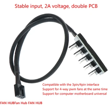 

New 1 Female To 5 Male 4Pin Socket Fan Hub Splitter Cable PC Cooler Fan Power Cable For 3Pin&4Pin PWM Cooling Fan