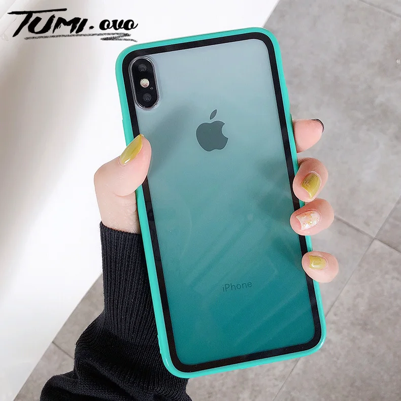 RainBow Gradient Transparent Acrylic Case For iphone XS Max XR X 6 6s 7 8 Plus Colorful Shockproof Phone Cover Protect Cases |