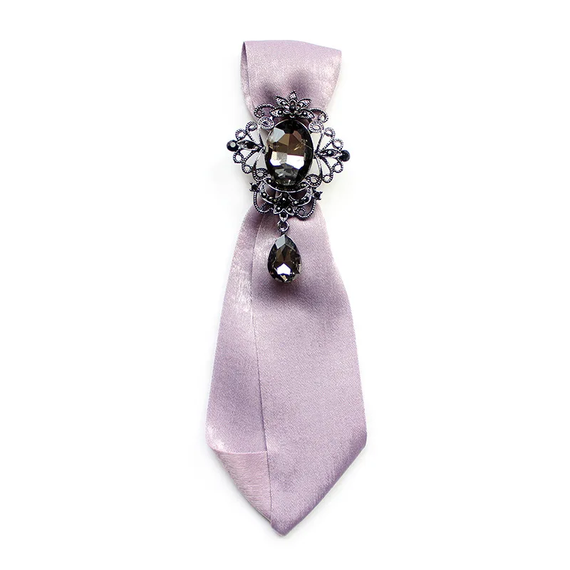 Ручная работа, Корейская женская белая рубашка, маленький галстук-бабочка со стразами, для студентов колледжа, роскошный галстук-бабочка на шею, галстуки, подарки, женские аксессуары - Цвет: Light purple