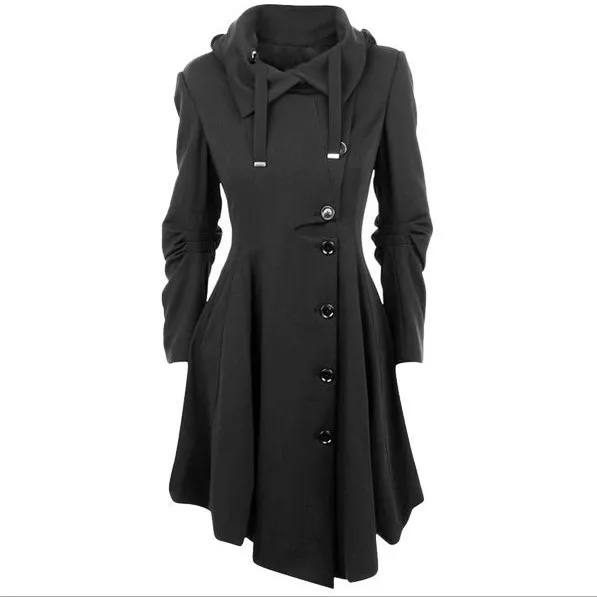 Hot Sales-New Style Europe And America Laziness-Style Streetwear Women's Fashion Non-symmetrical Button Slim Fit Women's Hooded