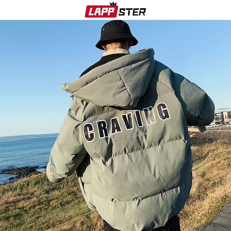 LAPPSTER мужские одноцветные куртки с капюшоном, пальто, зимняя парка, японская Мужская теплая Корейская пуховая куртка, толстое пальто в стиле хип-хоп, 2XL