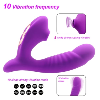 Dildo Sucking Vibrator 10 Vibrations Vagina G Spot Clit Sucker Erotic Clitoris Stimulator Massager Female Sex Toys for Women 4
