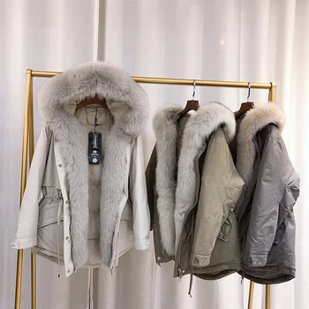 

Ailegogo New Winter Down Jacket Real Fox Fur Hooded Parkas Warm Thickness Adjustable Waist Snow Overcoat Natural Fur Collar Coat