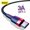 Baseus USB C Cable Type C Cable for Samsung S20 S10 Qucik Charge 3.0 USB C Cable Phone Wire Cord USB Type C Cable for Xiaomi