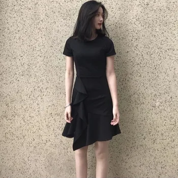 

2020 Casual Ruffles Summer Dress Slim O-Neck Bodycon Sexy Dresses Female Vestidos Rk