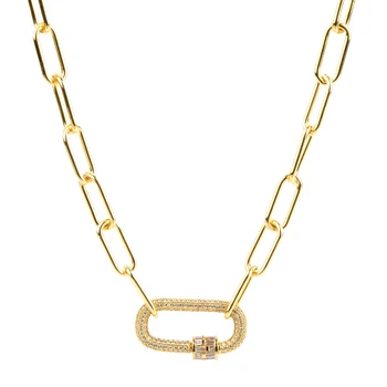 

Chanfar Spiral Oval Carabiner Series Pendant Necklace High Quality Copper Zircon Pendant DIY jewelry