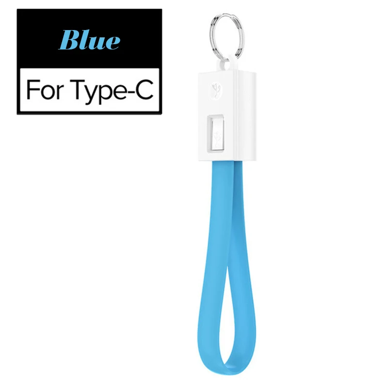 Blue for Type-c Мини брелок USB кабель зарядное устройство кабель для huawei samsung Xiaomi Портативный 2A Быстрая зарядка usb type-C USB-C кабель Micro USB кабель - Цвет: Blue for Type-c
