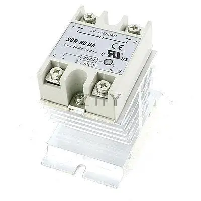 

DC 3-32V Control Single Phase Silver Tone Aluminum Heat Sink Solid State Relay
