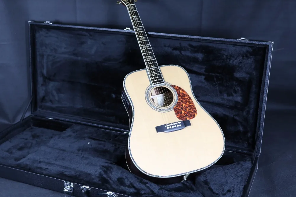 41 ''D стиль a-45 Акустическая Электрогитара Fishman EQ твердый топ гриф из красного дерева Гровер тюнер черное дерево гриф