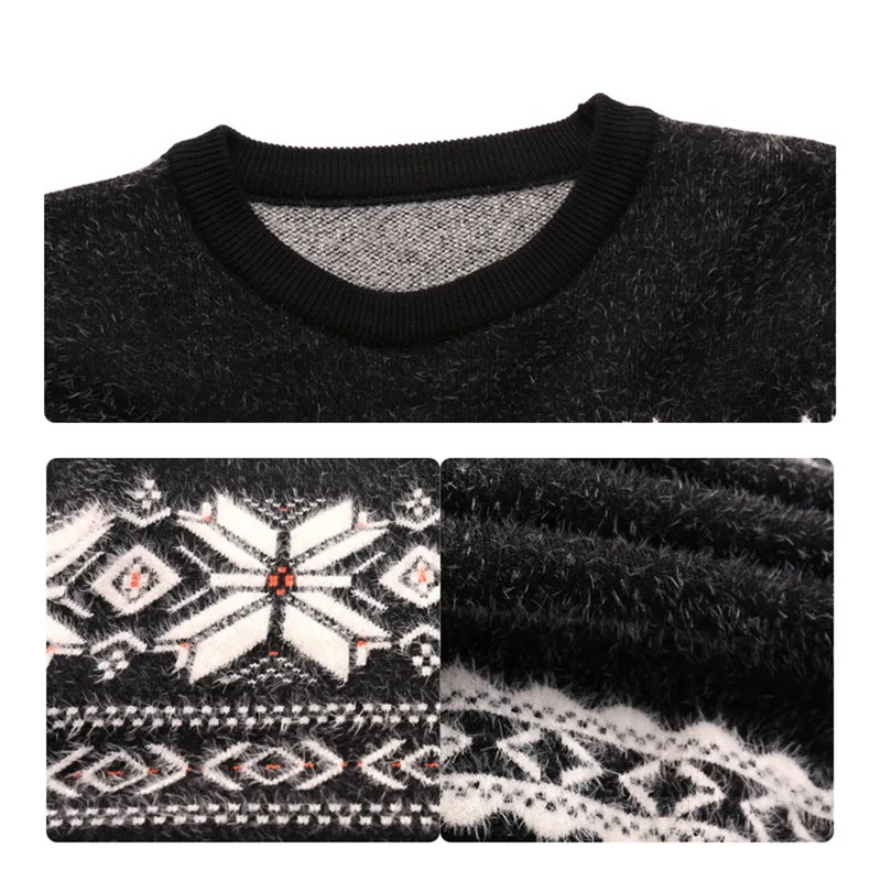 Модный мужской Рождественский свитер, осенне-зимний пуловер с круглым вырезом и принтом оленя, вязаный джемпер, свитера, Повседневная тонкая шерстяная мужская одежда