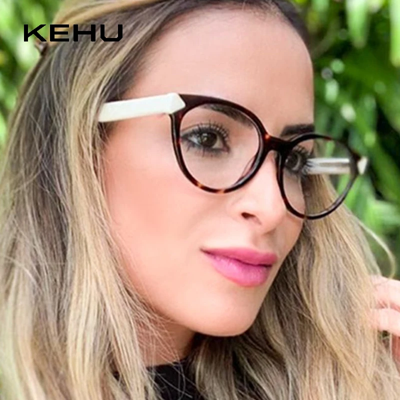 KEHU модные круглые очки для женщин брендовая дизайнерская легкая оправа очков