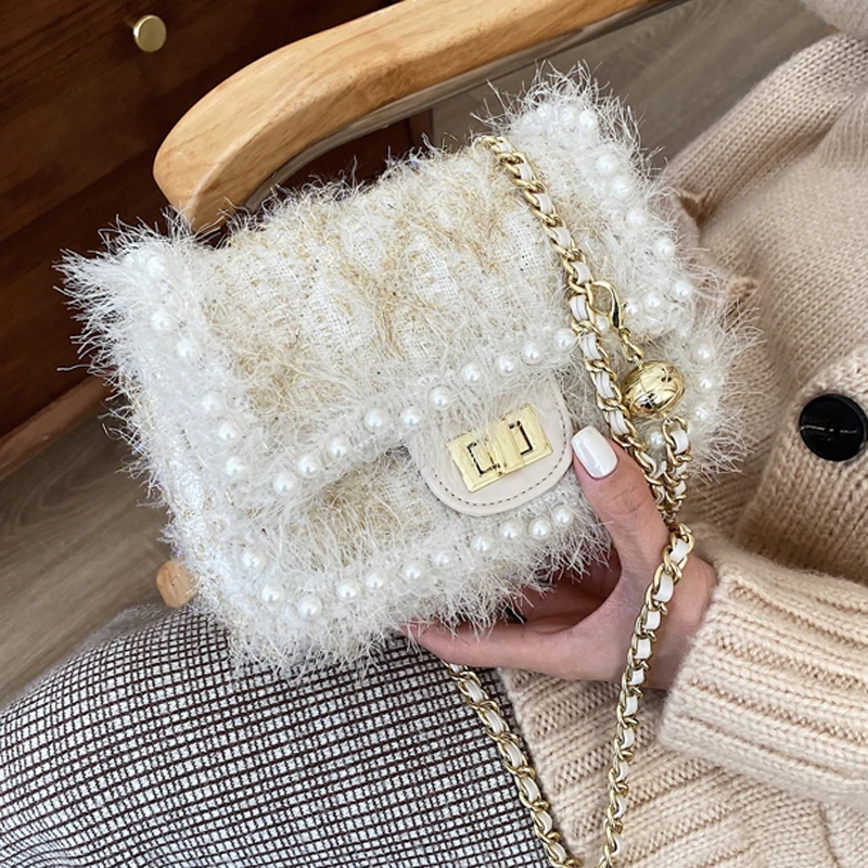 Diehe Bolsos con de fieltro para mujer, elegantes, de alta calidad, de diseñador, con cadena, de hombro tipo 2021|Bolsos de - AliExpress