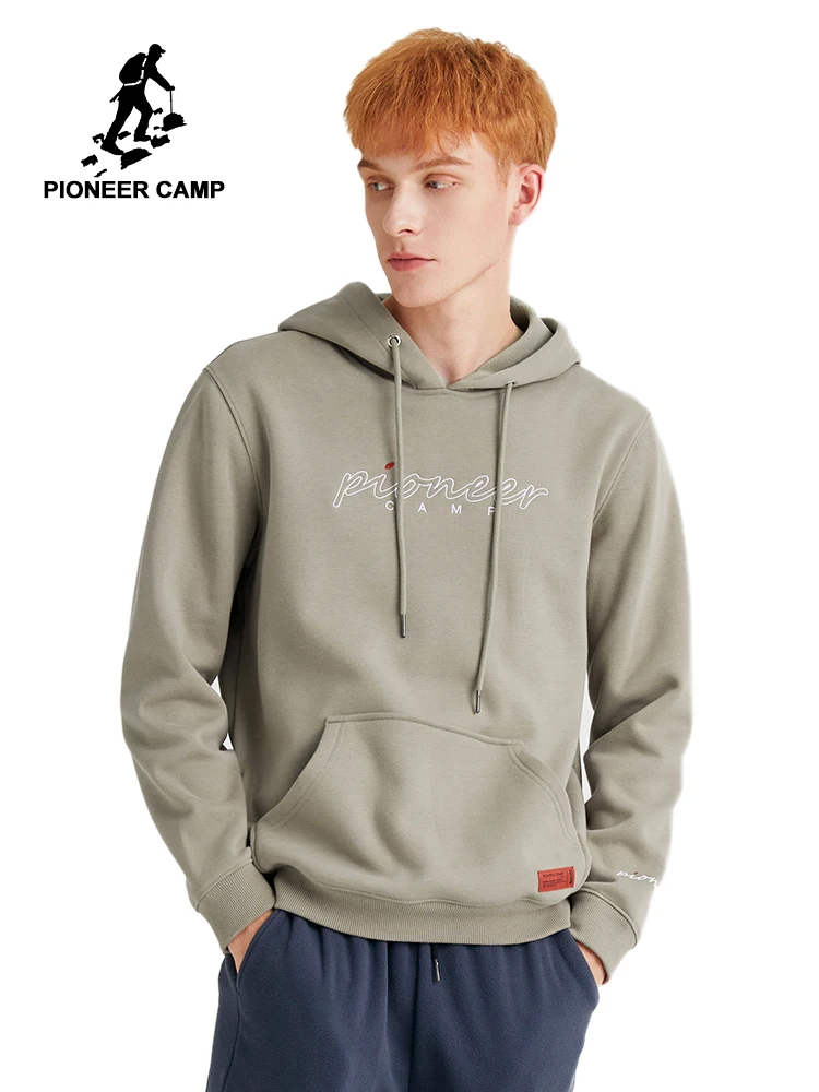 Pioneer Camp Brands Men's Basic Hoodies 100% cotton Black Khaki Letter Printed Causal Sweatshirt for Male 2020 AWY902240 Pioneer Camp Brands Men's Basic Hoodies 100% cotton Black Khaki Letter Printed Causal Sweatshirt for Male 2020 AWY902240