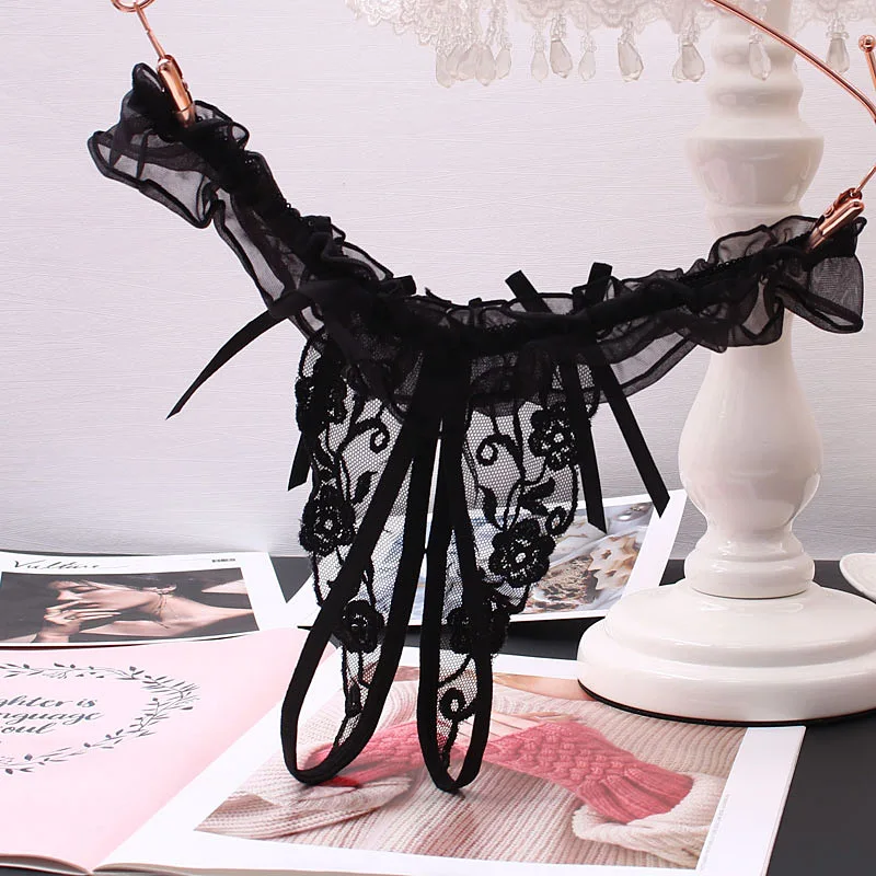 Women Panties Sexy Underwear Female Massage Pearl G-stings Lace Lingerie Hollow Thong Embroidery T-back String Briefs women panties,female underwear,lace panties,womens underwear