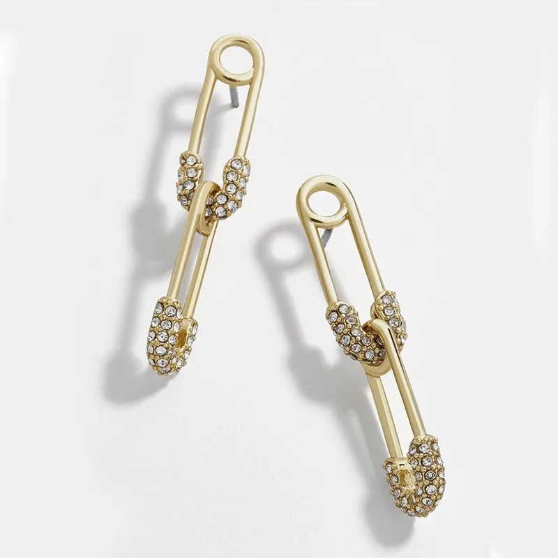 

2020 European and American Hot Sale Models Exaggerated Double Pin Earrings Ladies Pendant Paper Clip Earrings Wholesale