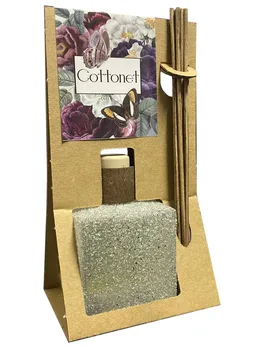 

Airfreshener mikado 100ml. Botle squarewave CRYSTAL decorated. Manufactured in Spain. Fragrance COTONET aroma very cool.