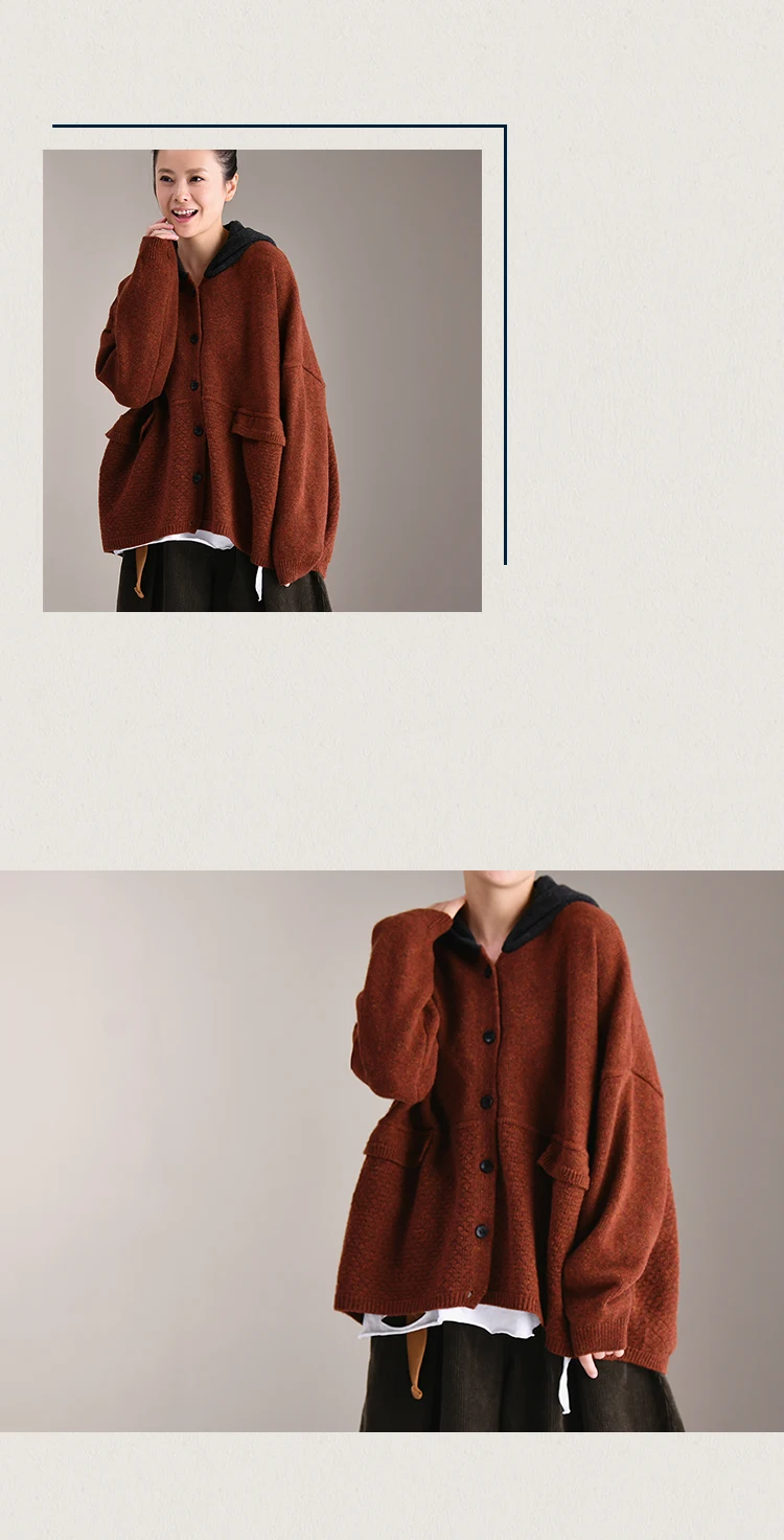 W7220 Qiu dong универсальное женское короткое пальто литературный и художественный контрастный цвет свободный большой выпуск свитер кардиган fema