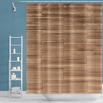 

Cassisy Shower Curtain Geometry Printing Bath Curtains Wood Grain Floor Curtains Waterproof Polyester For Bathroom Home Decor