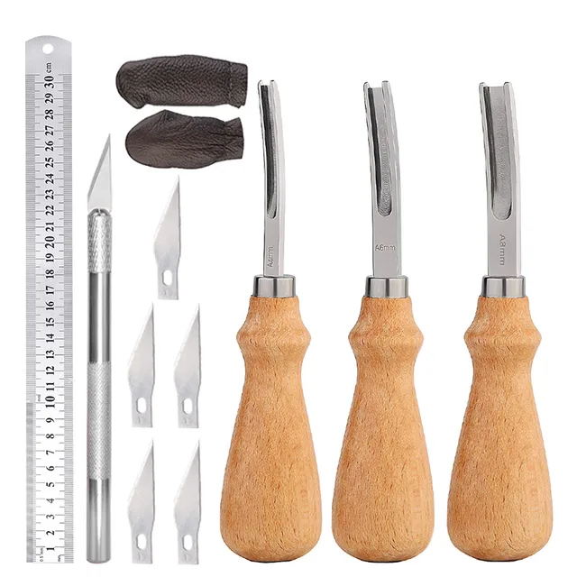 LMDZ Leathercraft Tool Set With Hand Sewing Stitching Punch Carving Tools And Other Leather Working Accessories DIY Tool Set Type2
