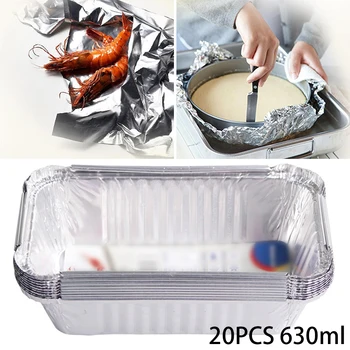 

20PCS Aluminum Foil Loaf Pan Disposable Oblong Baking Bread Tins 630ml Capacity Foil Grease Drip Pans Grill Catch Tray With Lid